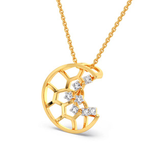 Collar con Colgante de Diamante en Forma de Media Luna Geométrica Calada con Diseño de Panal de Abeja - Product Image 3