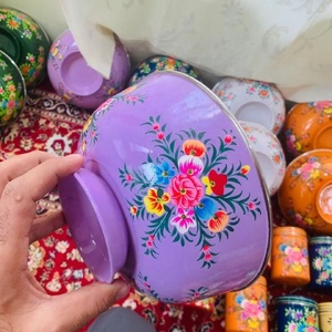 Cuenco de acero inoxidable para servir ensaladas o frutas, tazón de acero pintado a mano, personalizado, hecho en la India, venta al por mayor - Product Image 3