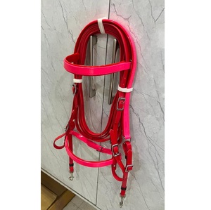 Juego de Brida para Caballo de PVC Rosa Rojo con Riendas a Juego, Duradero, Impermeable, Ajustable, con Accesorios de Acero Inoxidable, en 4 Tamaños - Product Image 2