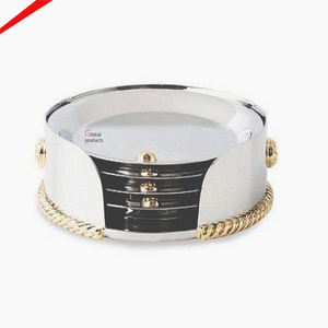Hammered Stainless Steel Cup <b>Coasters</b> With Holder Best Quality <b>Silver</b> Color <b>Coaster</b> Set for Home & Hotel Decor - Product Image 2