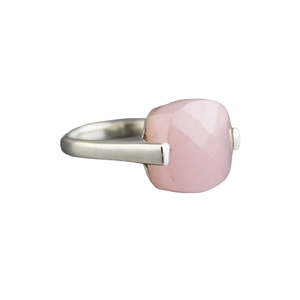 Bague en argent sterling 925 ajustable avec pierre précieuse en calcédoine rose taille coussin, bijoux de mode en gros - Product Image 2