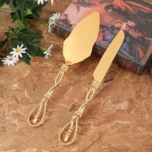 Juego de cuchillos para queso de cobre dorado con diseño de mango de cuerda, herramientas de queso de metal duraderas, solo lavar a mano - Product Image 1