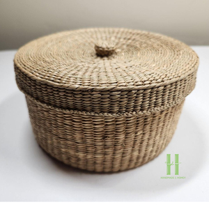 BEST SELLER Handwoven Seagrass <b>Basket</b> Handle Natural Wicker <b>Storage</b> Eco-Friendly Modern Multi-Purpose Home Decor Vietnam - Product Image 6