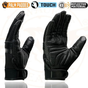 Gants de moto en cuir noir pour homme Samroz Sports avec écran tactile - Product Image 4