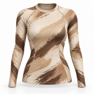 Wholesale Gym Swimwear Spandex Polyester <b>Womens</b> <b>Rash</b> <b>Guard</b> Lightweight Slim Fit <b>Womens</b> <b>Rash</b> <b>Guard</b> Custom Sublimation - Product Image 1