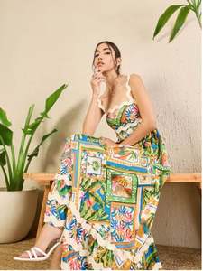 Robes maxi pour femmes, robes d'été personnalisées pour femmes, robes amples en coton et lin à imprimé floral, sans manches, confortables, décontractées, robes de plage à imprimé floral - Product Image 4