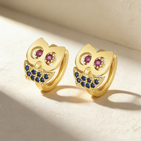 Pendientes de Aro con Forma de Búho, Bonitos y Elegantes, Chapados en Oro, con Circonita, para Mujer, Joyería con Dije Exquisito, Venta al por Mayor QIKU