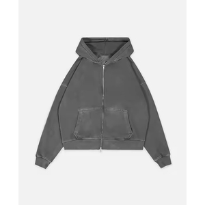 Sudaderas con Capucha Personalizadas para Hombre, de Invierno, con Cierre, de Alta Calidad, Forradas de Felpa, Transpirables, Lisas, Teñidas, para Deportes al Aire Libre, Ropa Casual de Calle - Product Image 1