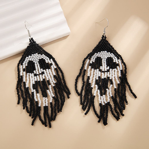Pendientes de Calavera Fantasma de Moda para Halloween, Pendientes Colgantes de Calavera con Cuentas de Calabaza Hechos a Mano, Joyería de Fiesta para Mujer - Product Image 4