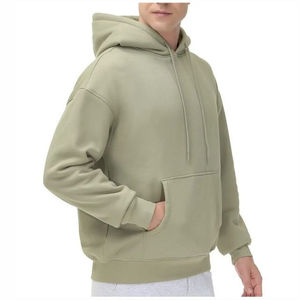 เสื้อฮู้ดดี้ผู้ชายสีเบจอ่อน พรีเมียม ทรงโอเวอร์ไซส์ แขนยาว สไตล์ลำลอง มีกระเป๋าจิงโจ้ - Product Image 6