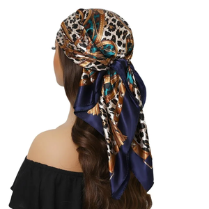 90cm Chain Colored Square Scarf for Women Silk Scarves for Fashion Trendy Leopard Print Headscarf Shawl Scarf - Product Image 6