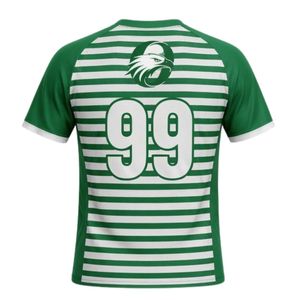 Maillot de handball rayé vert et blanc pour hommes, manches courtes, en polyester, pour l'entraînement et les matchs sportifs - Product Image 2