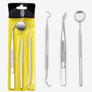 Kit d'outils de nettoyage dentaire manuel 3-en-1 en acier inoxydable : sonde, forceps, miroir buccal – Instruments dentaires professionnels avec poignée ergonomique - Product Image 1