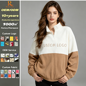 Sudadera de mujer con media cremallera y bloques de color personalizados, 100% algodón tejido, ecológica, con cuello alto, servicio OEM, ropa casual de invierno - Product Image 5