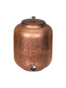 Pure Copper Water <b>Dispenser</b> Tank with Tap Traditional Copper Matka Ayurvedic Storage Pot for <b>Drinking</b> Water - Product Image 3