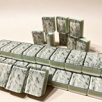 Ubin Mahjong Hijau Bambu dengan Gambar Wajah, Set Akrilik 160 Buah untuk Meja Mahjong Rumah dan Pasokan Ritel