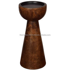 Portavelas de pilar de vela de madera de mango antiguo al por mayor, portavelas de mesa para decoración del hogar, farol decorativo personalizado y tarro para Navidad - Product Image 1
