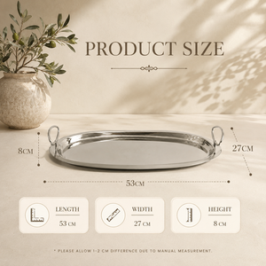 Elite Stainless Steel Oval Serving <b>Tray</b> Set <b>Mirror</b> Finish Dual Handle Premium Display Platters for Elegant Dining - Product Image 4