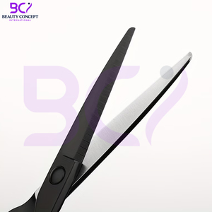 Tijeras de Peluquería Negras Sólidas con Reposa Dedos, Venta al por Mayor, Logotipo Personalizado, Tijeras de Acero Inoxidable para un Estilismo Preciso - Product Image 5