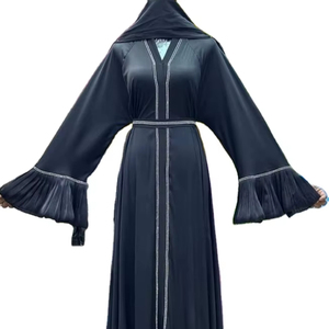 Abaya pour femme 2026 Dubaï, magnifique, noire, traditionnelle islamique, faite à la main, dessinée à la main, en polyester respirant, à manches longues, Arabie Saoudite - Product Image 1