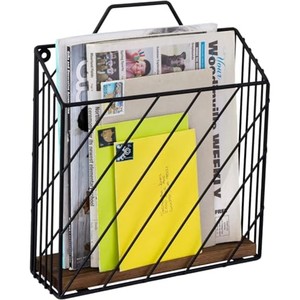 Rustic Industrial <b>Metal</b> Magazine Rack Holder - Vintage Reclaimed Wood Stand Wholesale - Product Image 2