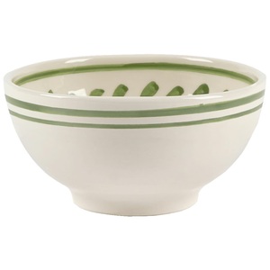 Handcrafted Ceramic Serving Bowl with <b>Green</b> Stripe Detailing Deep Glazed Finish for Modern Kitchen Table Styling - Product Image 4