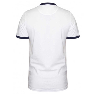 Camiseta de Algodón Blanca para Hombre, Manga Corta, Cuello Redondo, Corte Regular, Ribete en Contraste, Estilo Casual, Color Sólido, Tejido Jersey - Product Image 4