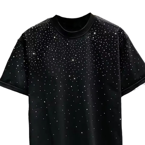 T-shirts pour hommes en coton 100% de haute qualité, personnalisés avec logo imprimé, ornés de strass, séchage rapide, respirants, style streetwear tendance - Product Image 6
