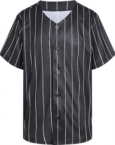 Maillot de baseball unisexe blanc à rayures marine, manches courtes, boutonnage frontal, coupe classique, respirant, séchage rapide, écologique - Product Image 4