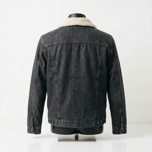 Top Trendy <b>Men's</b> Denim <b>Sherpa</b> <b>Jacket</b> with Stand Collar 100% Cotton Custom Front Zipper Closure - Product Image 2