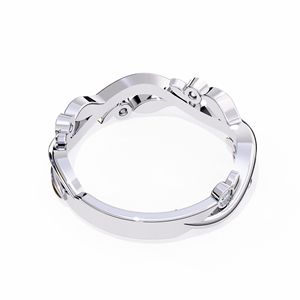 Bague romantique en or blanc avec diamant rond taille brillant, bijou de fiançailles pour femme, pierre naturelle couleur G - Product Image 4