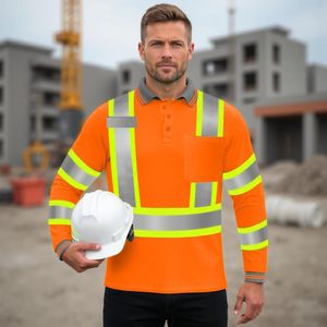 เสื้อโปโลแขนยาวสะท้อนแสงสำหรับทำงาน ปรับแต่งโลโก้ได้ เสื้อความปลอดภัยมองเห็นได้ชัดเจน มีกระเป๋าสำหรับชุดทำงาน - Product Image 3