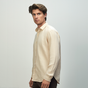 Camisas de Lino de Alta Calidad, Transpirables, Holgadas, para la Playa, de Manga Larga, Estampadas a Rayas, para Hombre, Camisetas Casuales para Hombre - Product Image 4