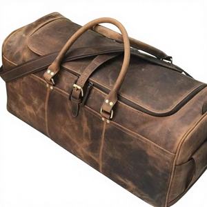 Bolso de cuero genuino 100%, bolso de viaje ligero con cierre de cremallera y asas Premium de larga duración, fabricado en la India - Product Image 1