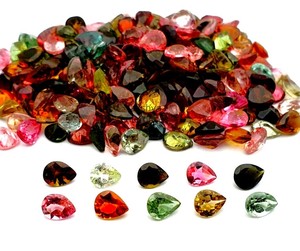 Pierres précieuses naturelles de tourmaline taille poire facettées pour la fabrication de bijoux, pierres naturelles multi-calibrées en vrac par un grossiste indien en gros - Product Image 1