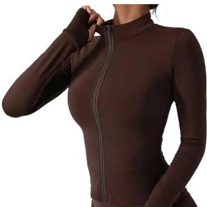 Custom Logo Lightweight Breathable Plus Size Athletic Fitness <b>Yoga</b> Top Long Sleeve Zipped <b>Jacket</b> Women Four-Way Stretch Sports - Product Image 4