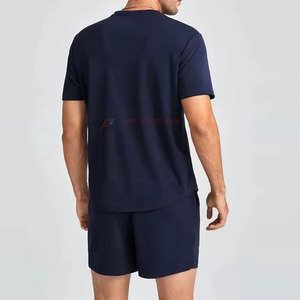 ชุดเซ็ตเสื้อยืดแขนสั้นและกางเกงขาสั้นผู้ชาย ผ้าคอตตอนเทอร์รี่ 100% ระบายอากาศ แห้งเร็ว สไตล์ลำลองสปอร์ต สำหรับฤดูร้อนใหม่  รับสกรีนโลโก้ได้ - Product Image 6