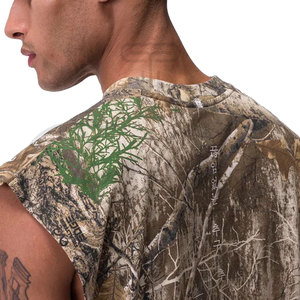 Camisetas sin Mangas Personalizadas para Hombre al Por Mayor, Ropa de Gimnasio, Cuello Redondo, Casual, Ecológicas, de Poliéster/Algodón, con Estampado Digital y Diseño Sólido - Product Image 3