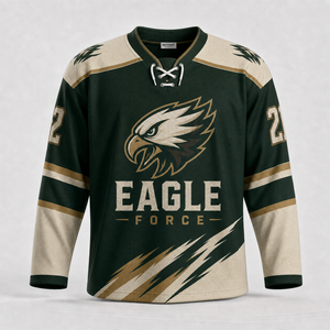 Camiseta de Hockey sobre Hielo para Hombre, Manga Larga, Cuello en V, Sublimada, Absorbente de Humedad, Poliéster, Corte Regular, Ropa Deportiva del Equipo Eagle Force - Product Image 1