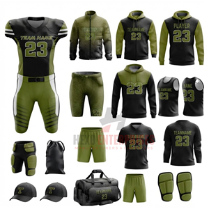 Conjunto de Uniforme de Fútbol Americano, Ropa Deportiva Completa para Equipo, Sudaderas con Capucha, Bolsas de Deporte, Guantes, Mangas Deportivas, 100% Poliéster - Product Image 2