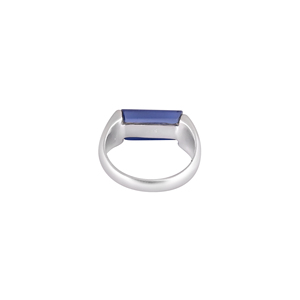 Élégante bague en pierre précieuse bleu encre avec sertissage clos |   Argent sterling 925 pour mariage et fête - Product Image 5