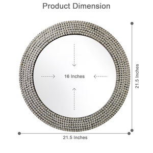 Decorative Modern Designer Round <b>Wall</b> <b>Mirror</b> with Metal Studded Frame <b>Wall</b> Mounted <b>Mirror</b> for Living Room Home - Product Image 3