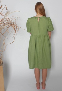 Nouvelle arrivée, robe de maternité formelle mi-longue en coton avec poches, écologique, couleur vert poire, pour femmes - Product Image 5