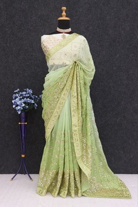 NEW BOLLYWOOD INDIAN PAKISTANI STYLE FANCY LEHENGHA CUM SAREE SEQUENCE EMBROIDERED WORK CHOLI Lightweight Soft Georgette Heavy - Product Image 5