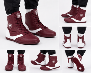 Botas de Boxeo Personalizables Dumela para Adultos, Color Granate y Blanco, Cuero Vacuno, Caña Alta, Transpirables, Ecológicas y Cómodas - Product Image 4