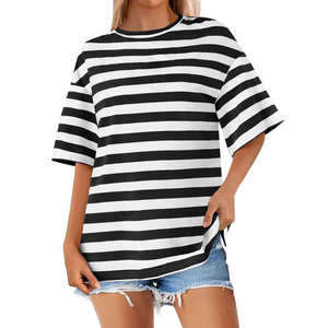 Camiseta extragrande personalizada para mujer, camiseta de algodón grueso, venta al por mayor, camisetas de alta calidad para mujer, personaliza el logo, Ringer - Product Image 1