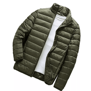 Men's Black Hooded Puffer <b>Jacket</b> Slim Fit Waterproof Windproof Reversible Winter Casual Zipper Closure Polyester Wadding Coat - Product Image 6