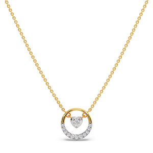 <b>Floating</b> Heart Circle Diamond Necklace with Half Sparkle <b>Frame</b> and Elegant Open Center Design - Product Image 1