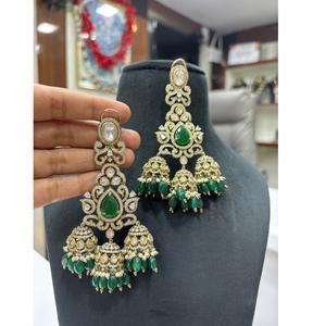 ต่างหูทองประดับเพชรซิคอนทรงคุนดัน ดีไซน์หรูหราสำหรับผู้หญิงและเด็กผู้หญิง เหมาะสำหรับงานกลางคืน งานปาร์ตี้ และแฟชั่น - Product Image 1