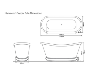 Baignoire autoportante en cuivre martelé de luxe pour hôtel, complexe hôtelier, spa, villa, salle de bain de boutique et design intérieur - Product Image 4